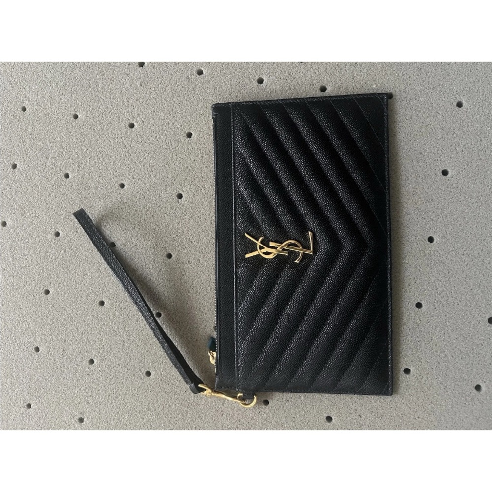 YSL Black Quilted Wristlet, CASSANDRE MATELASSÉ LARGE POUCH
